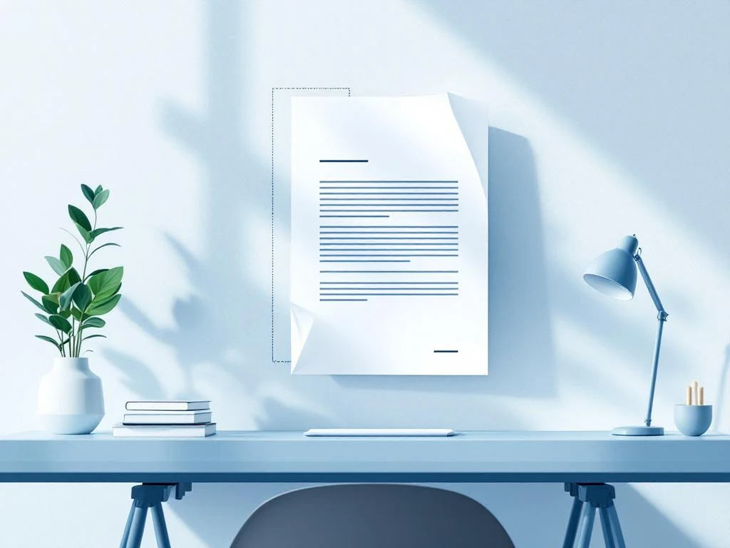 Contract document met scheurlijnen zweeft boven modern bureau, symboliseert contractbeëindiging voor energieadvies