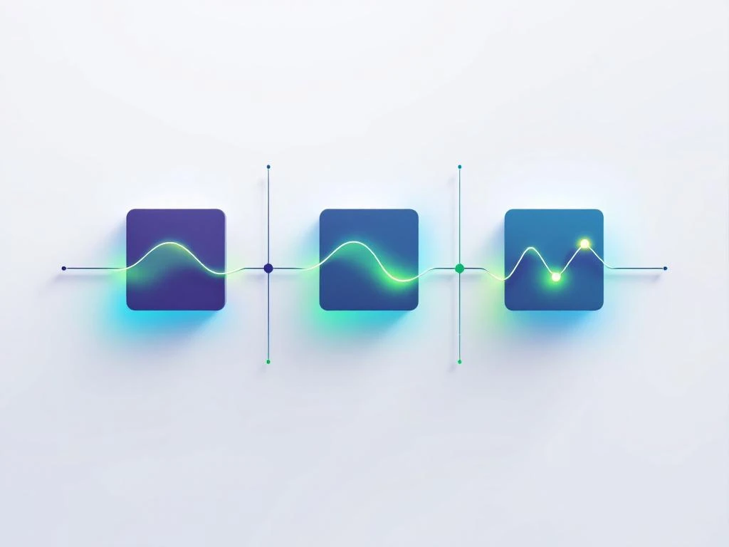 Drie geometrische contractsymbolen in blauw en groen: vierkant voor vaste, golf voor variabele, zigzag voor dynamische contracten