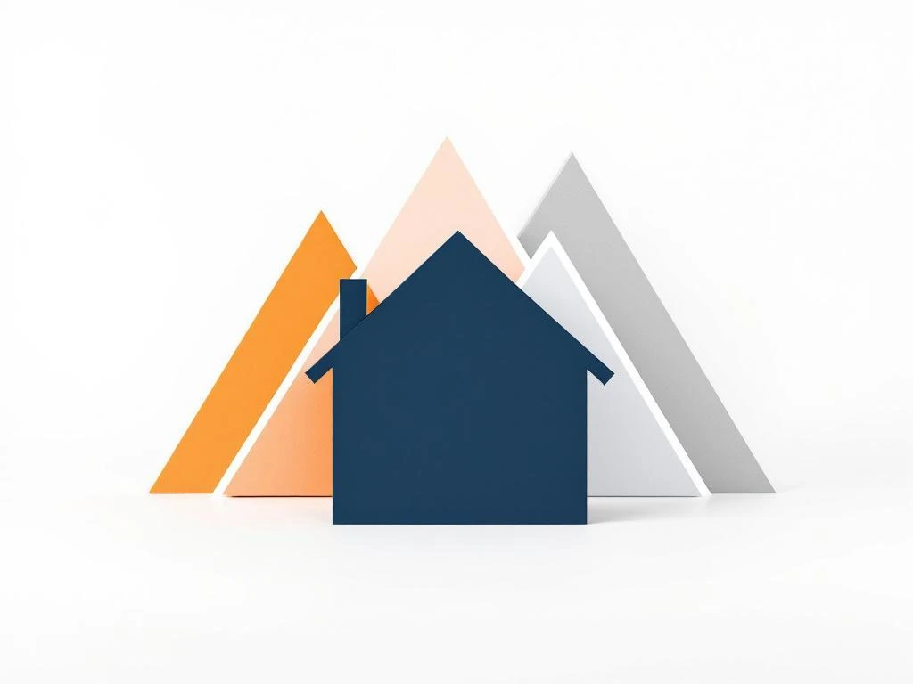 Marineblauw huissilhouet met oranje waarschuwingsdriehoeken en grijze lijnen op witte achtergrond voor energiekeuzes