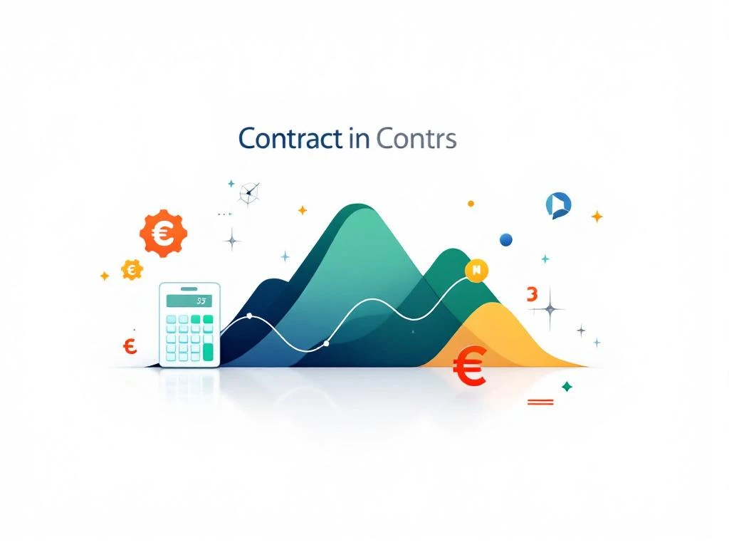 Drie geometrische contractsymbolen in driehoekige opstelling: horizontale lijn, golf en zigzag in blauw, groen en oranje